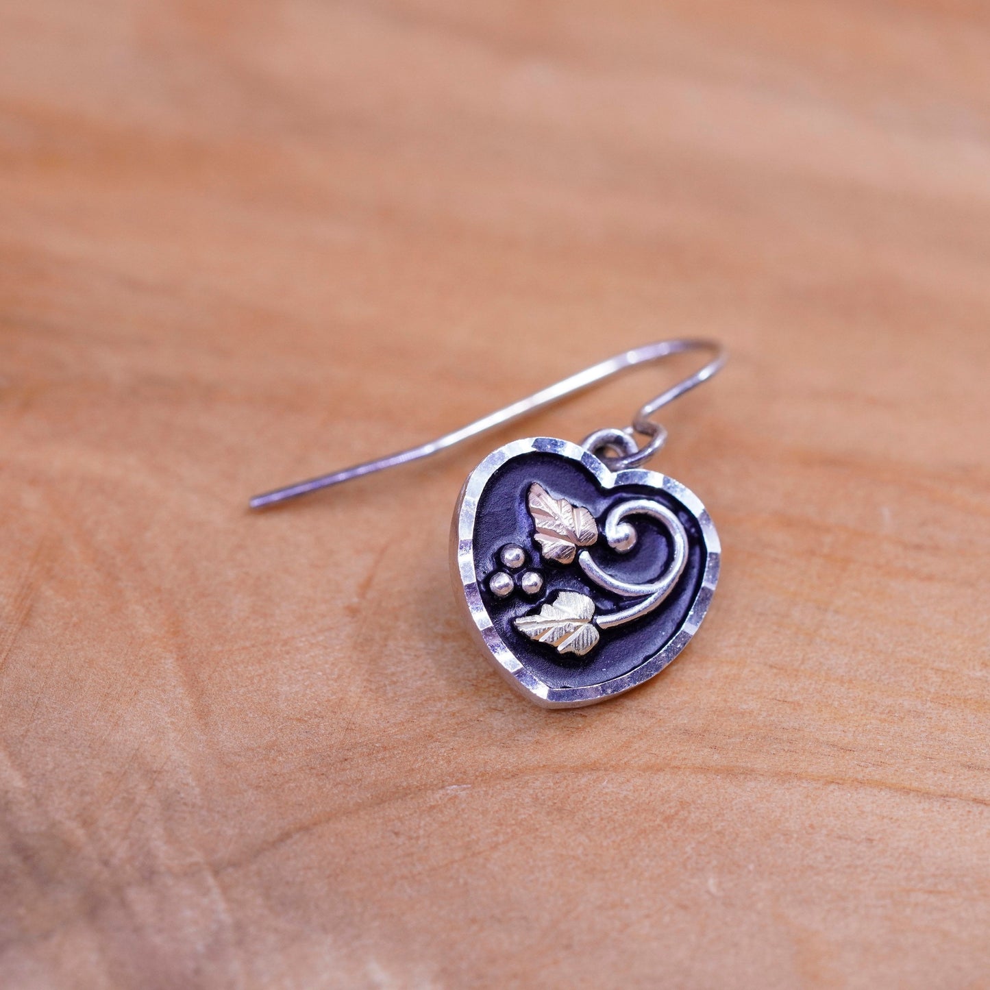 Coleman Co CCO Sterling 925 silver handmade earrings 12K rose gold grape vines