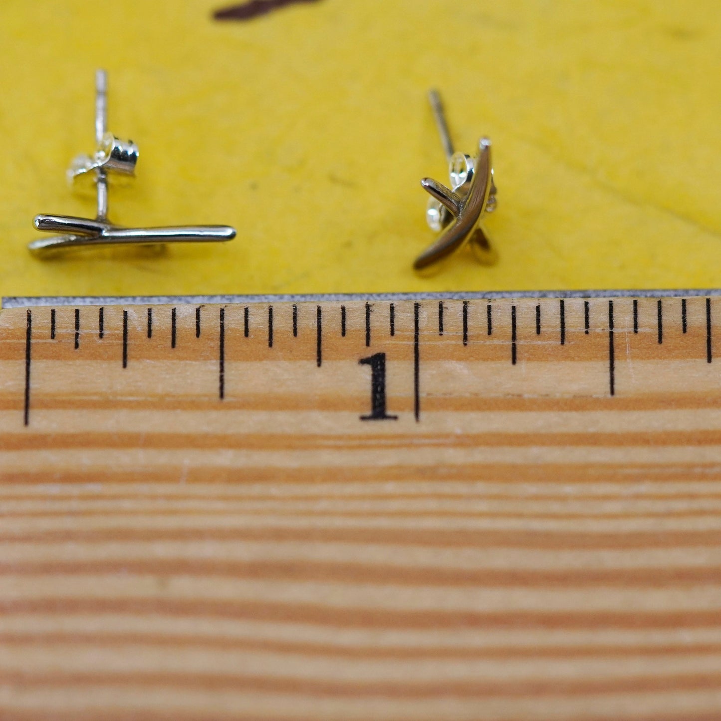 Vintage Sterling silver handmade earrings, 925 cross studs
