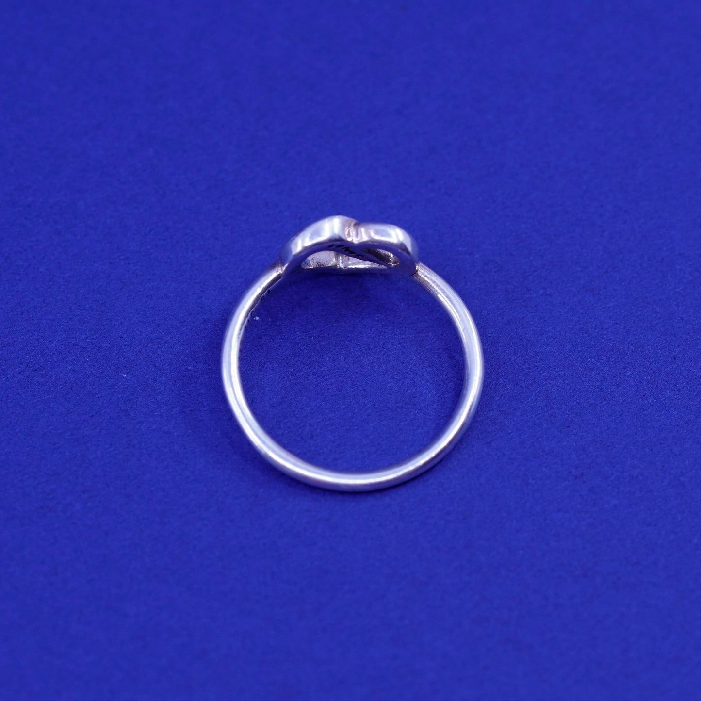 Size 7, vintage ALE Sterling 925 silver handmade heart ring with cz