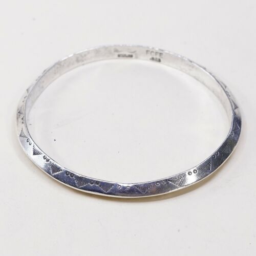 8.25”, Vtg Native American FCFE Sterling Handmade Bangle, 925 Navajo Bracelet