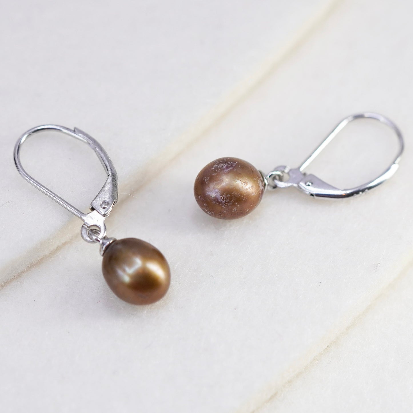 Vintage Sterling 925 silver handmade earrings with freshwater pearl