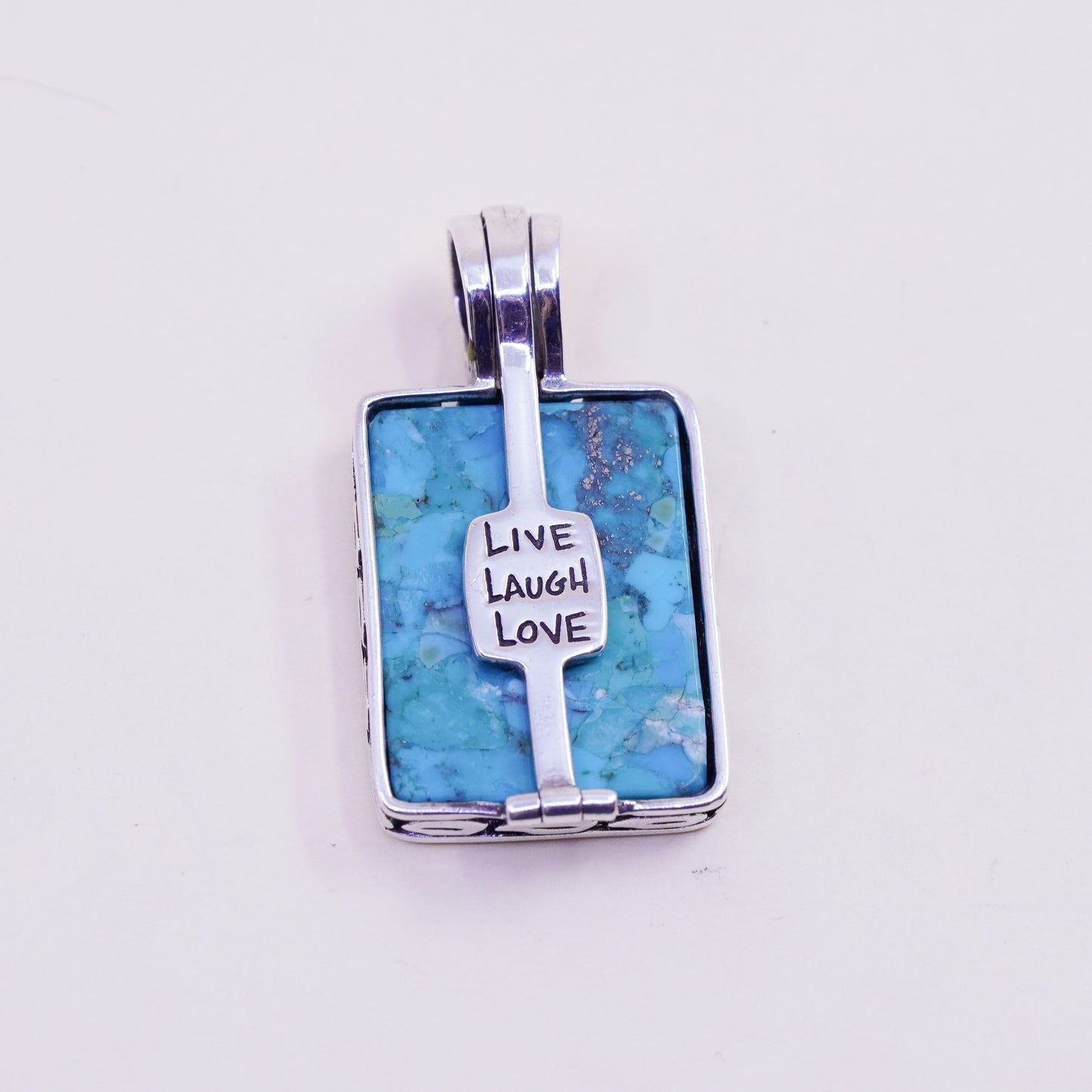 vintage silpada sterling silver pendant, 925 life of tree with Square Turquoise