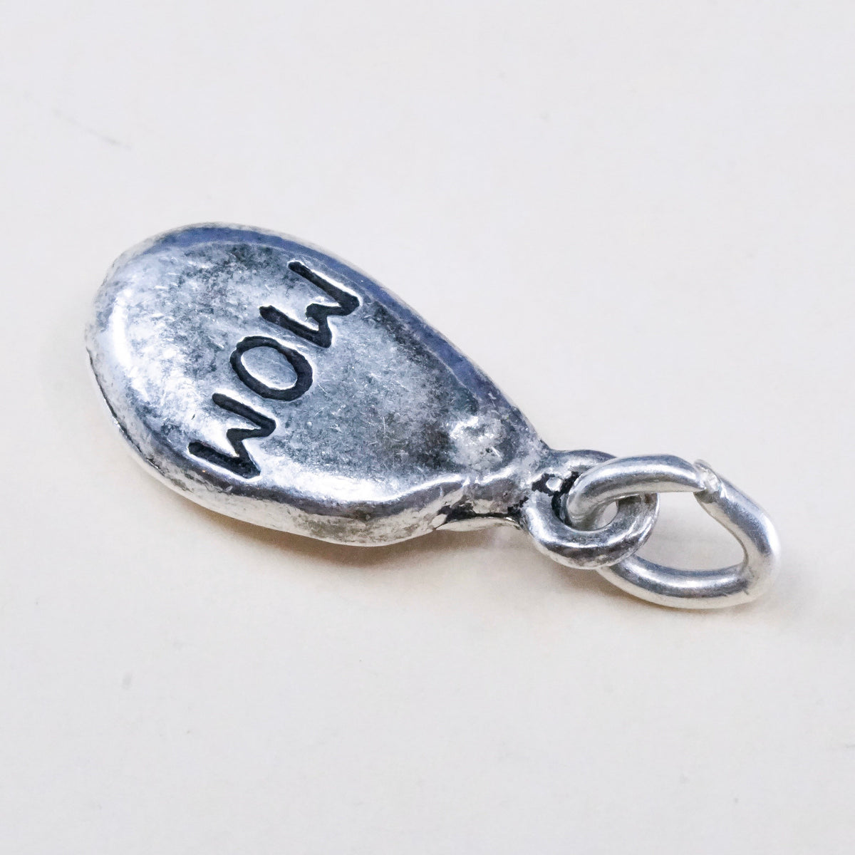 Vintage DV sterling silver Nugget charm, 925 pendant with “mom” embossed