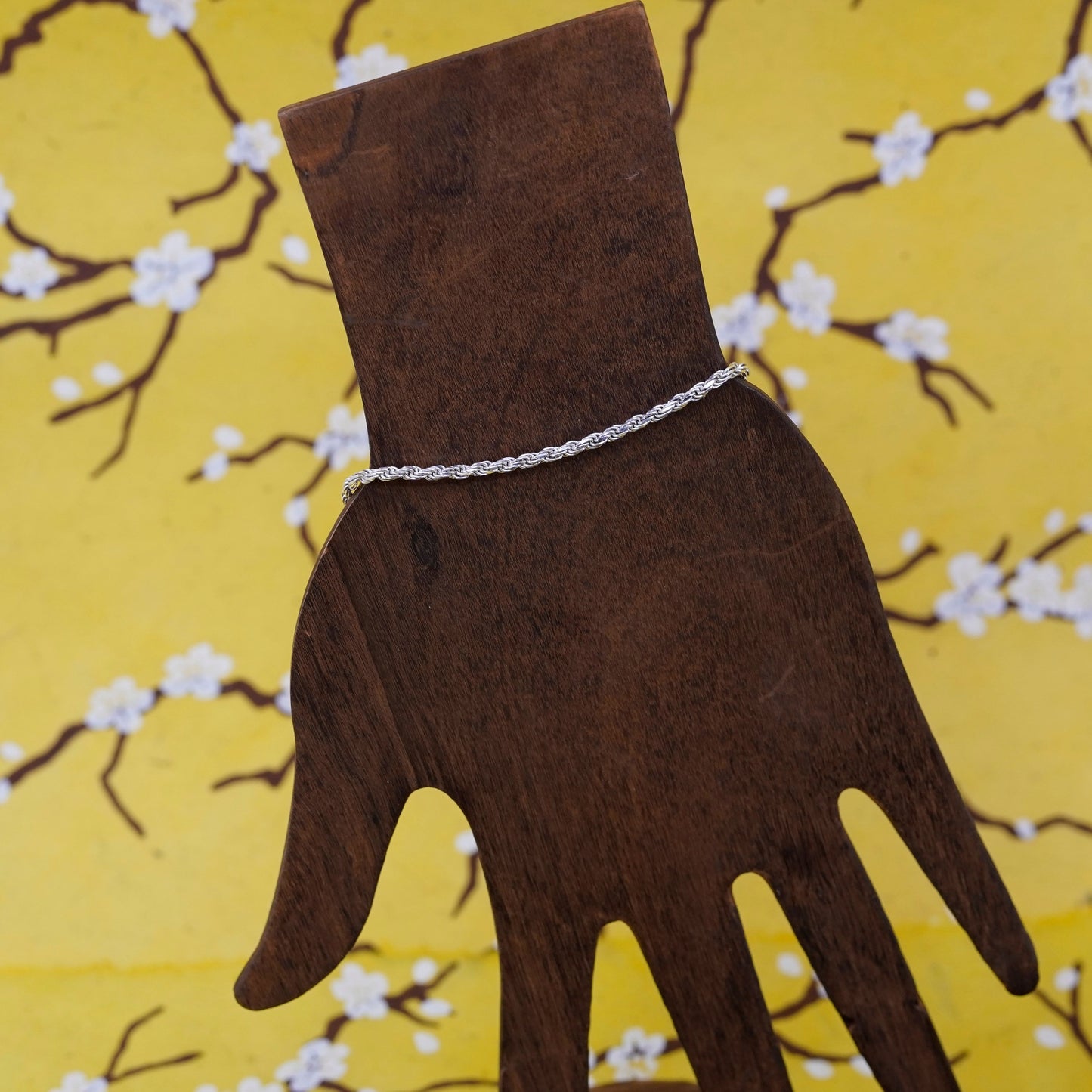 7.25”, vintage gold over Sterling silver rope bracelet, Italy 925 chain anklet