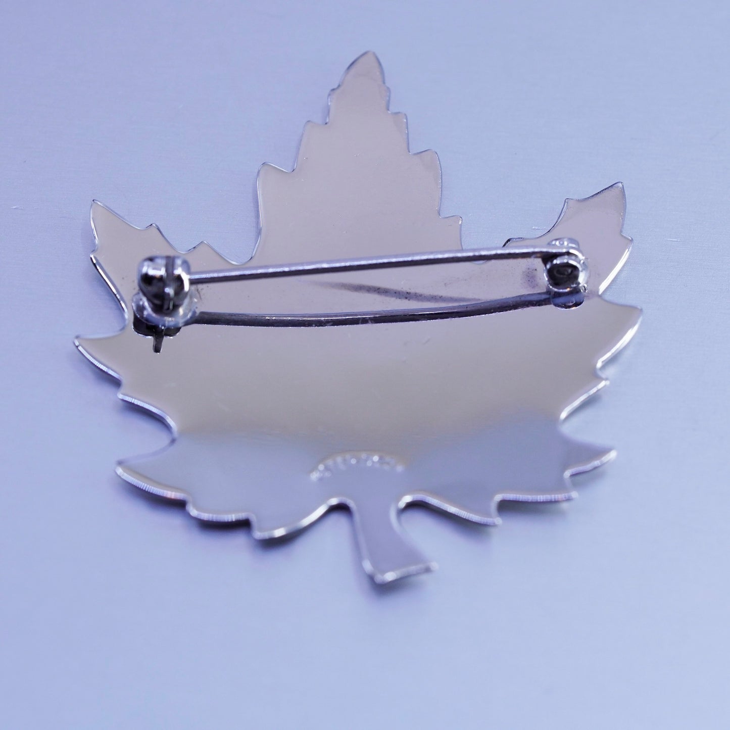 Vintage sterling silver handmade brooch, 925 maple leaf pin