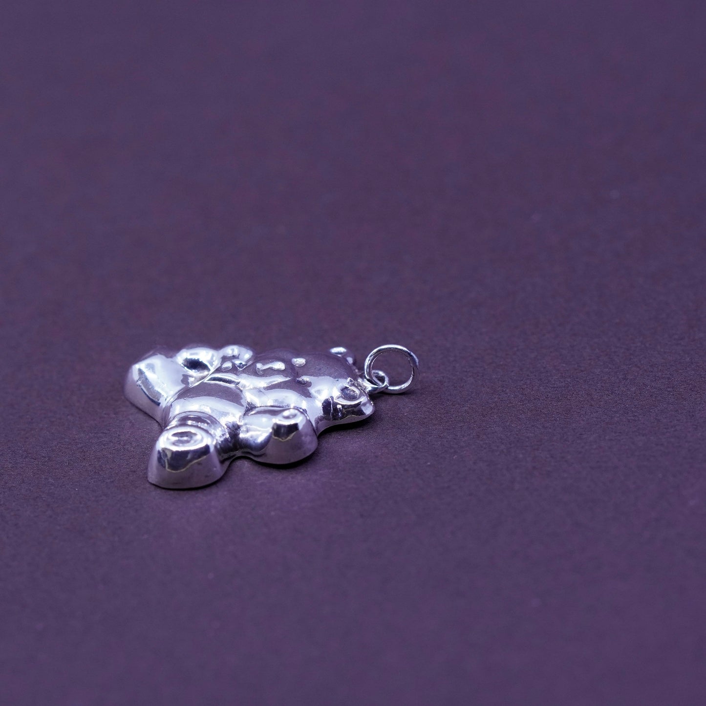 Vintage sterling silver handmade pendant, 925 teddy bear pendant