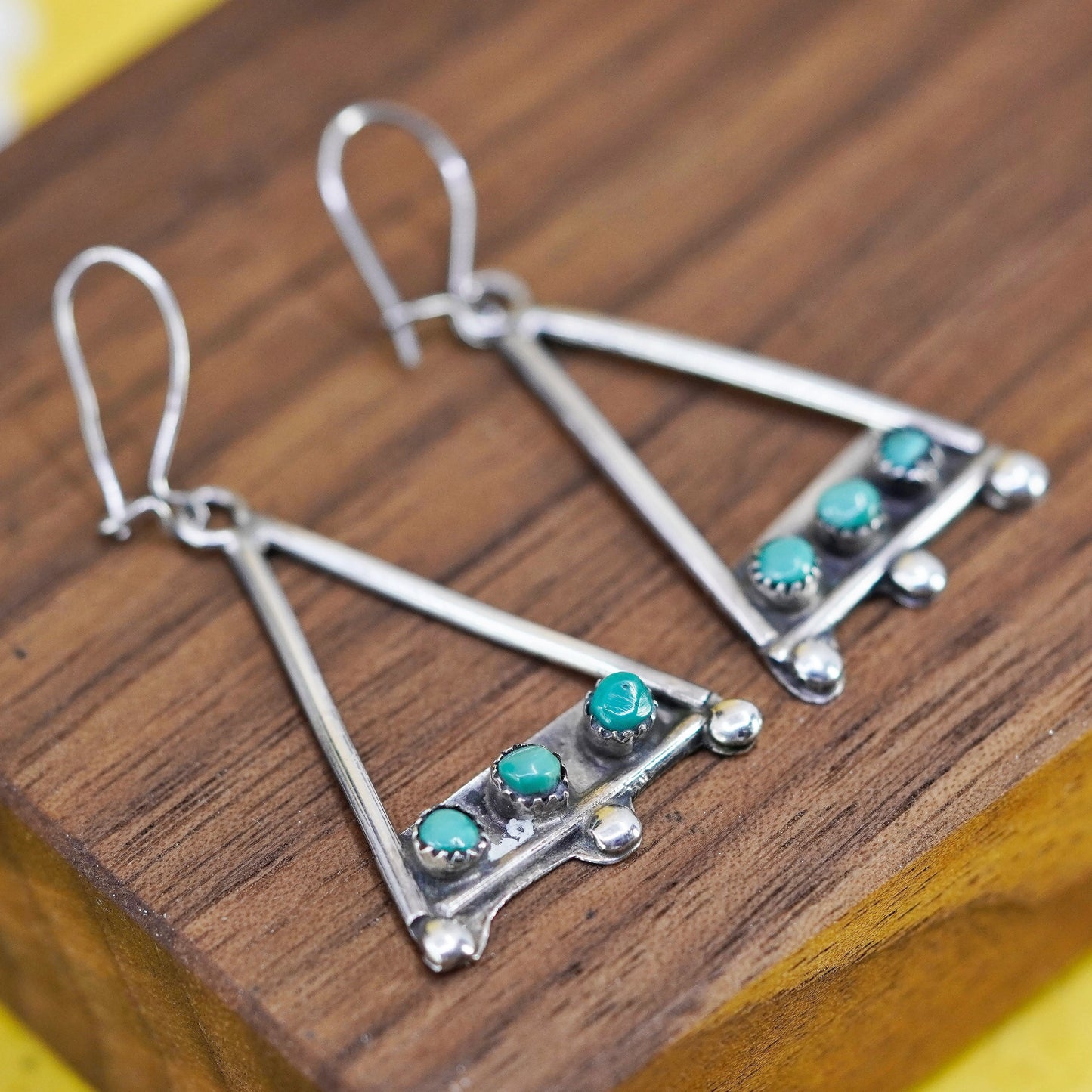 Native American Navajo Sterling 925 silver handmade earrings with turquoise
