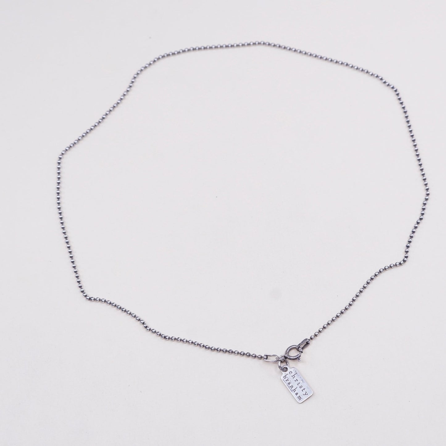 16”, 1mm, Vintage israel megiddo sterling silver beads chain, 925 necklace