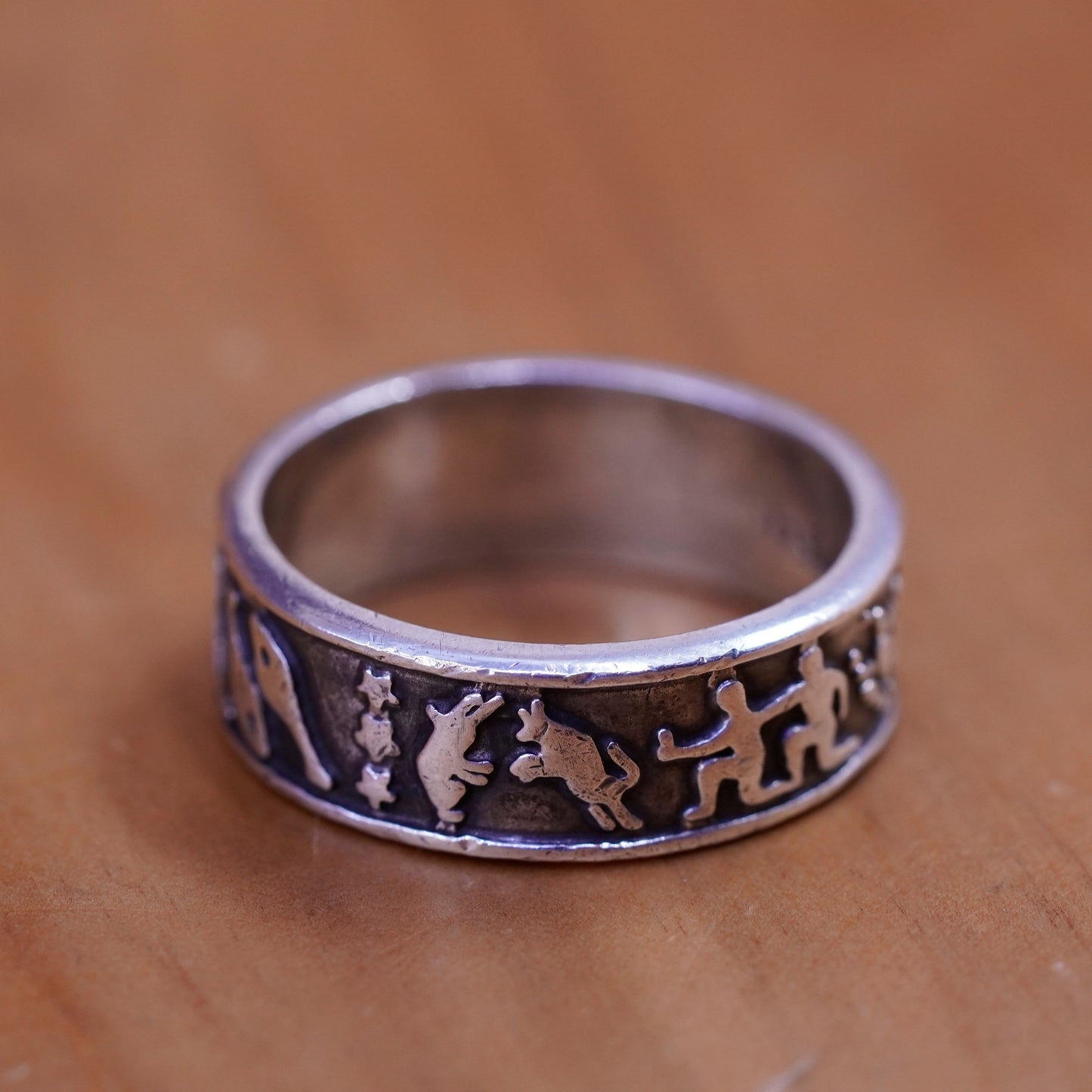 Size 9, southwestern Sterling silver handmade ring, 925 all 12 sign star band