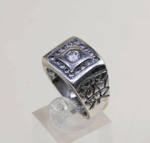 Sz 11, Sterling Silver Handmade Ring, 925 Silver cocktail statement Ring W/ Cz