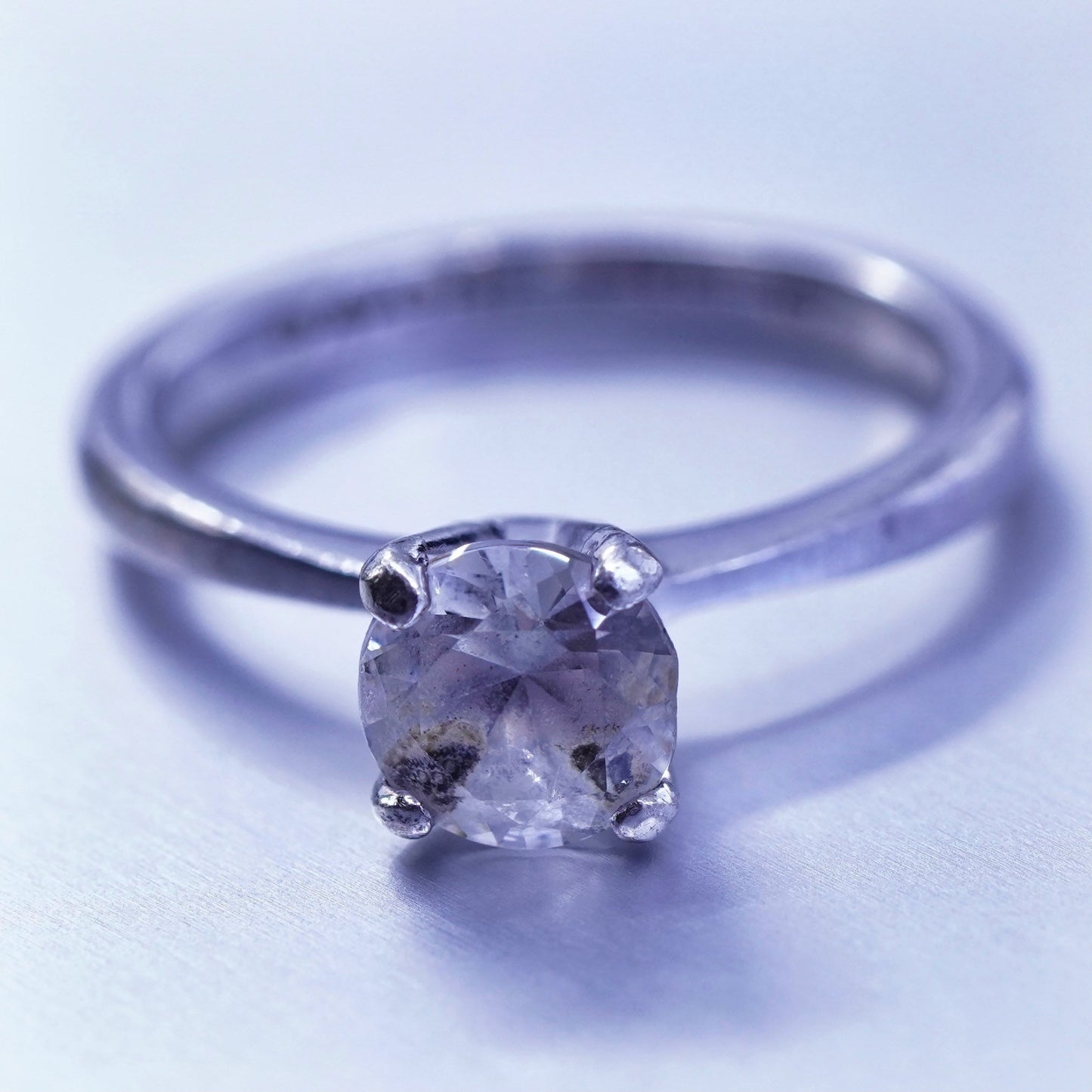 Size 5, vintage Avon Sterling 925 silver handmade engagement ring with Cz