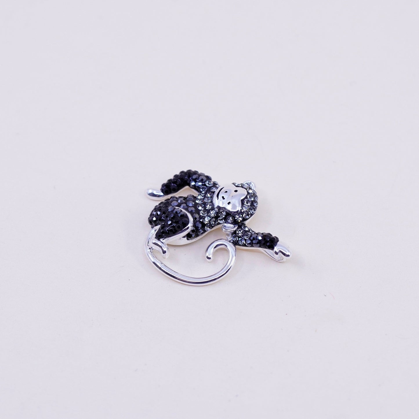 Sterling silver handmade pendant, 925 monkey with cluster Swarovski pendant