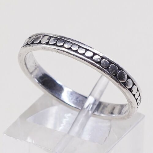 Size 8.5, Vtg stackable Sterling Silver Handmade Ring 925 Band W/ Beads