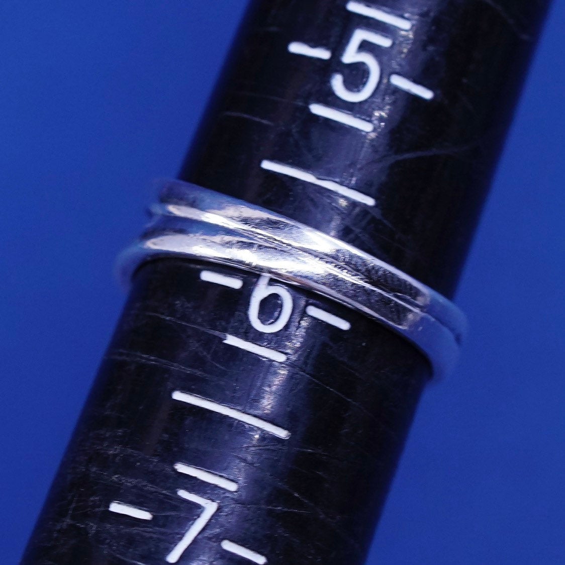 sz 5.75, vtg sterling silver handmade ring, 925 entwined knot band