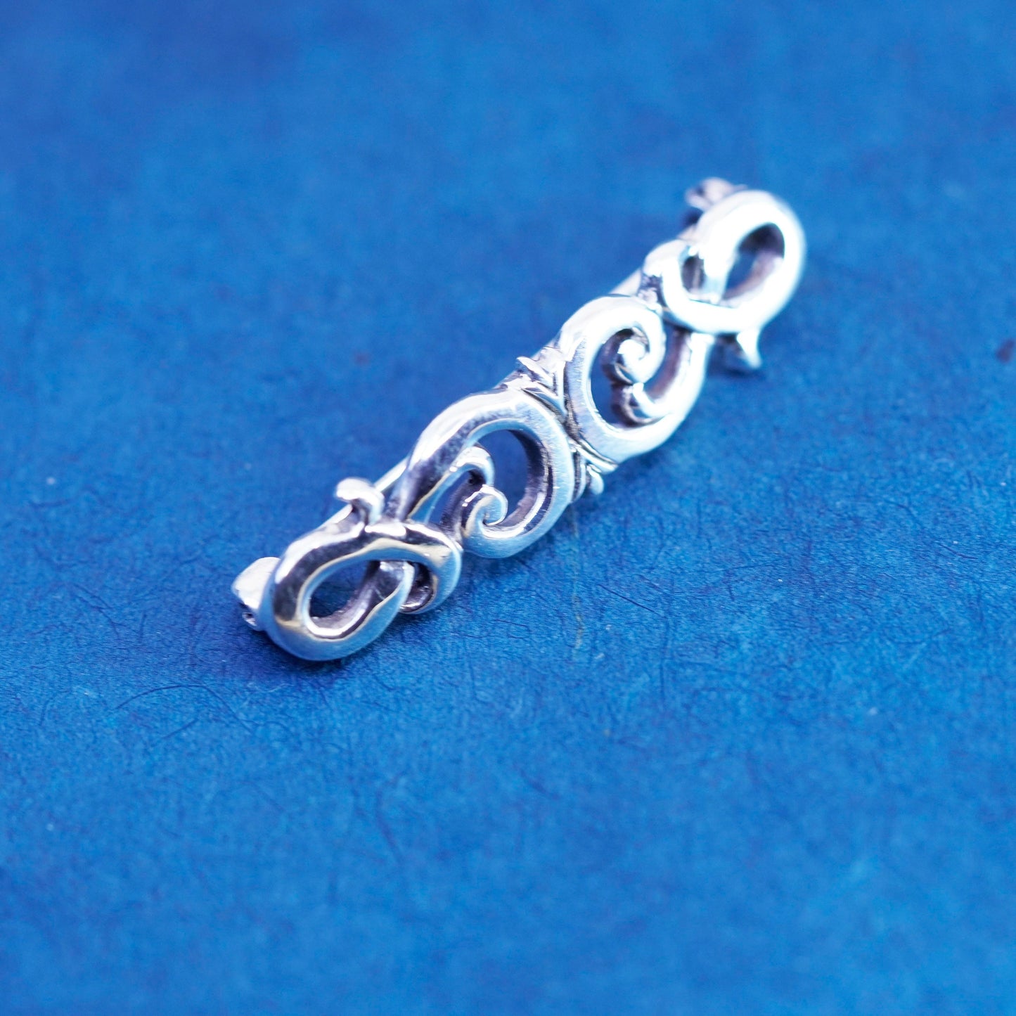Vintage Sterling silver handmade brooch, 925 modern swirly wavy pin