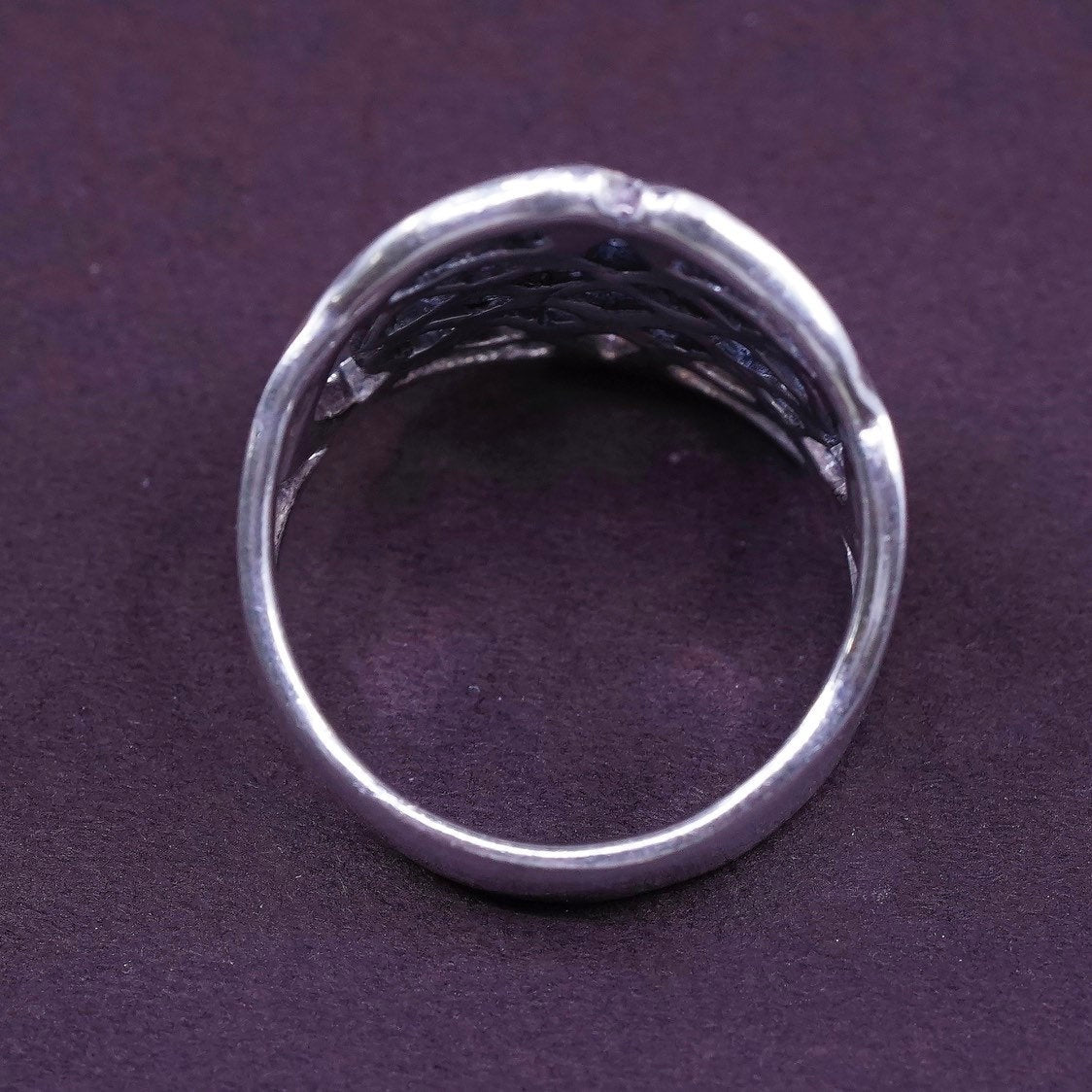 Size 8, VTG Sterling silver handmade wired ring, solid 925 silver Irish band