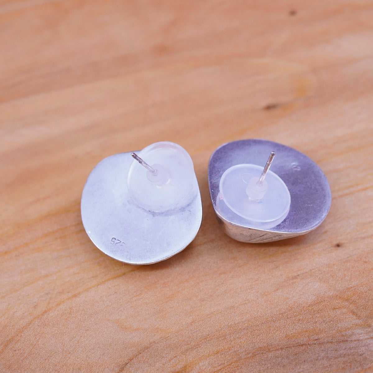 Vintage Sterling silver handmade earrings, 925 shell studs