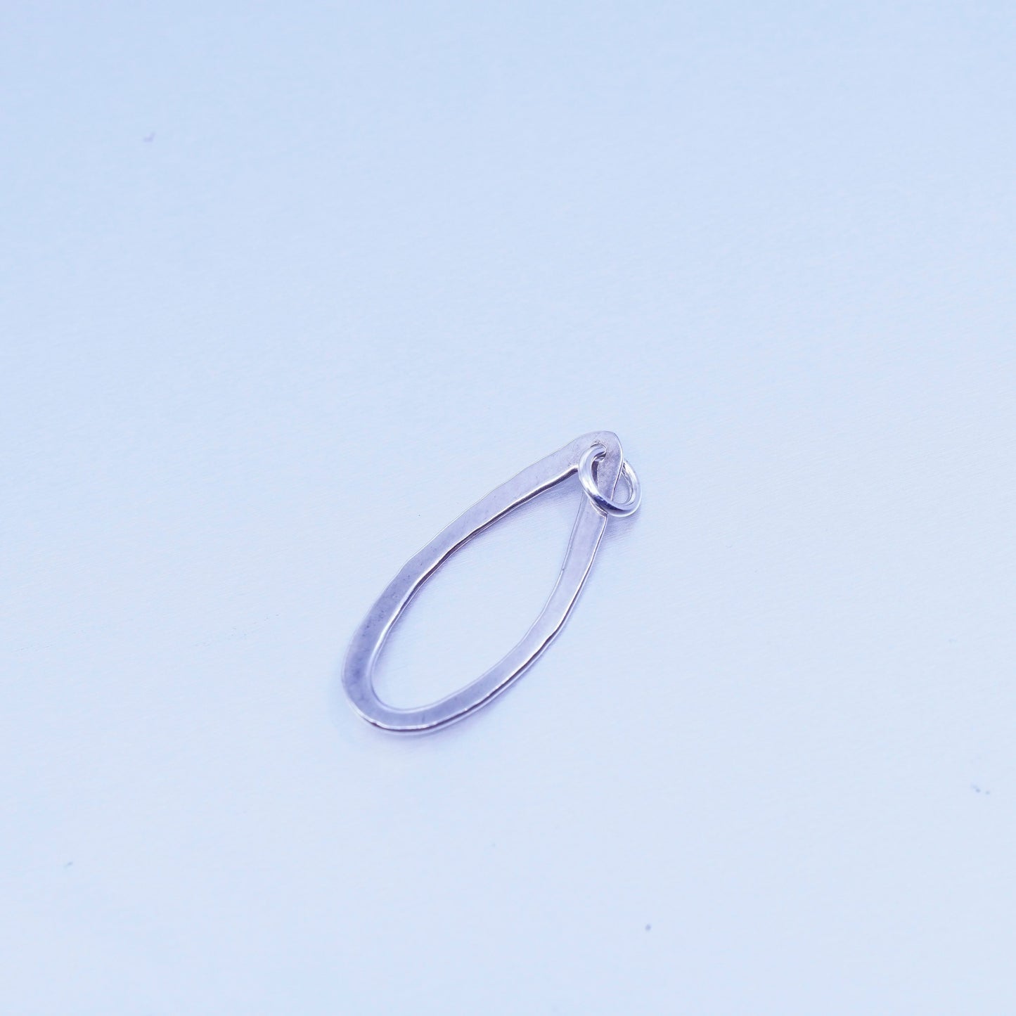 Vintage sterling 925 silver handmade hammered oval pendant