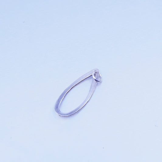 Vintage sterling 925 silver handmade hammered oval pendant