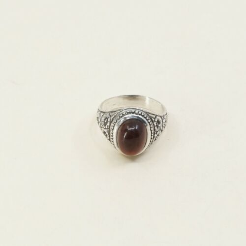 Sz 10, Vtg Sterling Silver Handmade Ring, 925 Silver Statement Ring W/ Carnelian