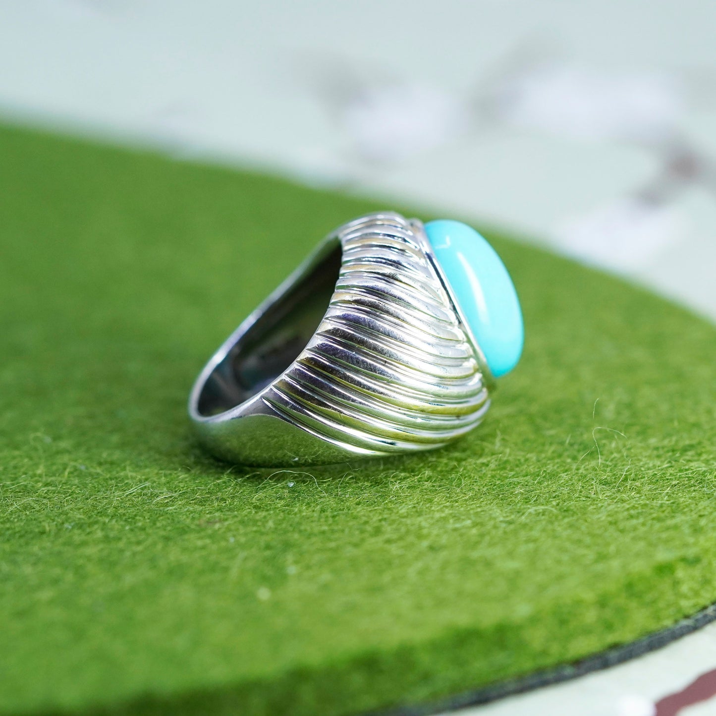 Size 6, southwestern sterling silver handmade 925 ring turquoise, southwestern
