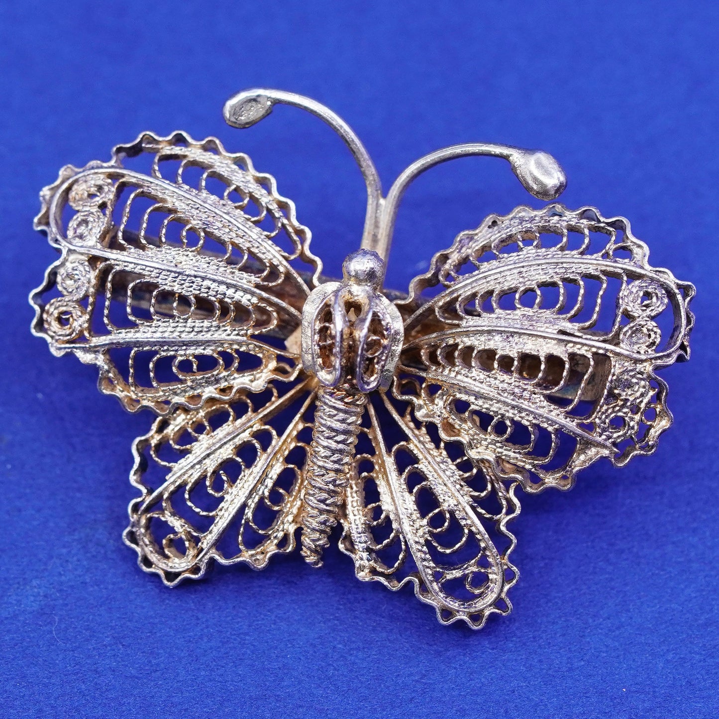 vermeil gold filled sterling silver handmade brooch, 925 filigree butterfly pin