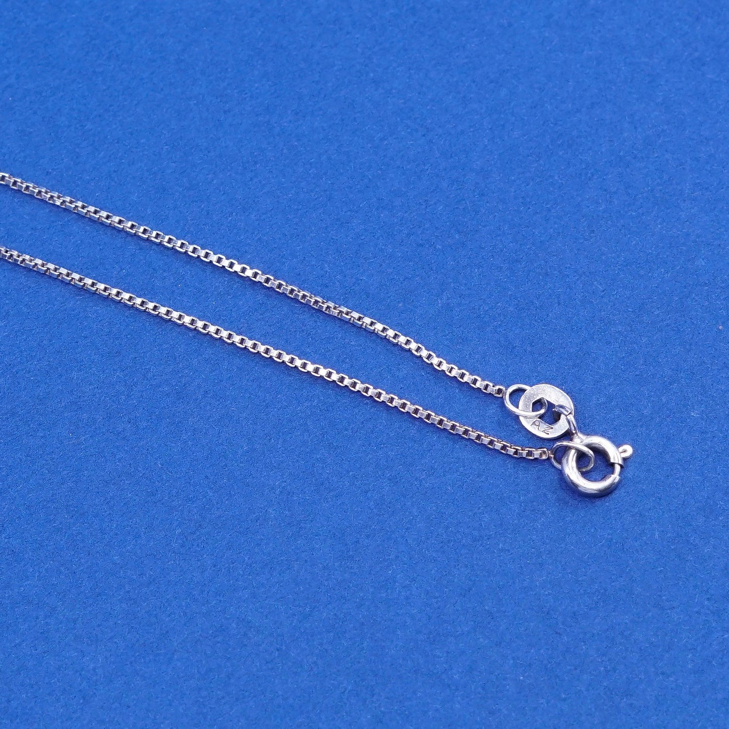 16”, Sterling silver handmade necklace, 925 box chain w/ alpaca circle pendant