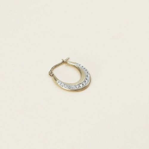 0.75”, Gold over sterling silver 925 earrings Hoops W Crystal, Stamped 925