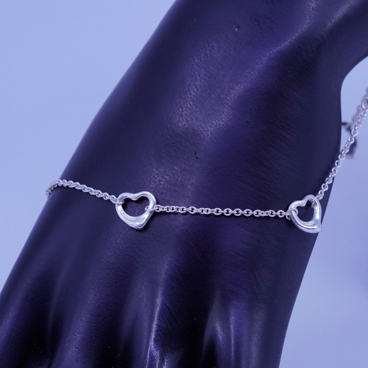 10”, Sterling 925 silver handmade bracelet, circle chain anklet heart charm