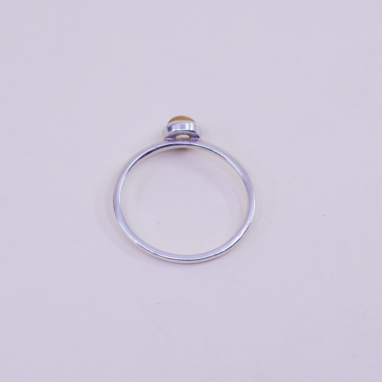Size 7.25, vintage Sterling silver handmade ring hammered stackable 925 citrine