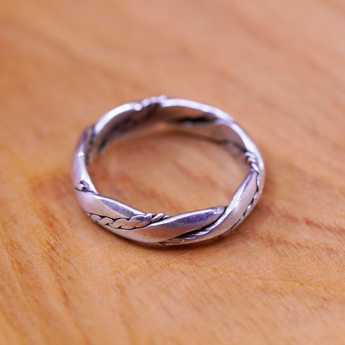 Size 4.5, vintage Sterling silver handmade ring, 925 cable band ring