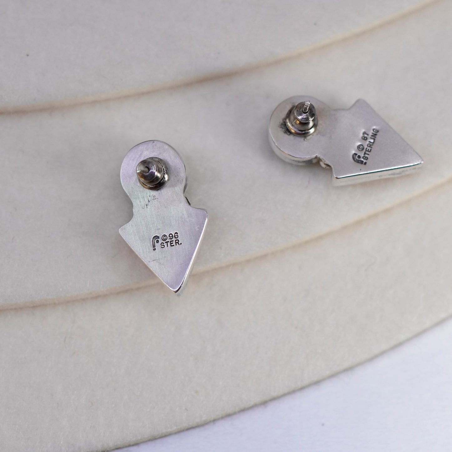 Navajo native American 1995 Carol Felley Sterling 925 silver earrings, studs