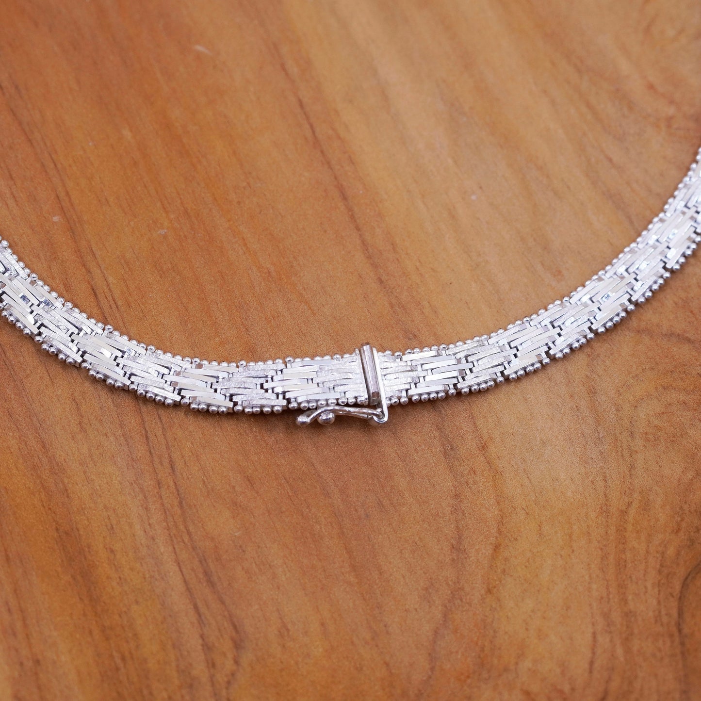 18” 7mm, vintage Italian V necklace, 925 riccio chain