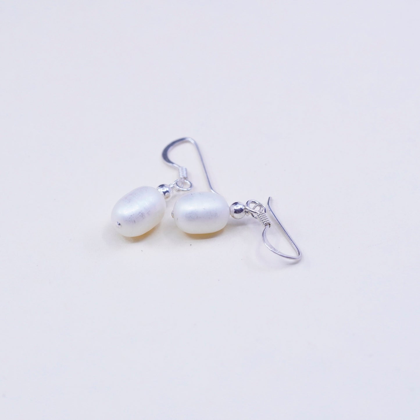 Vintage Sterling 925 silver handmade earrings with pearl drops