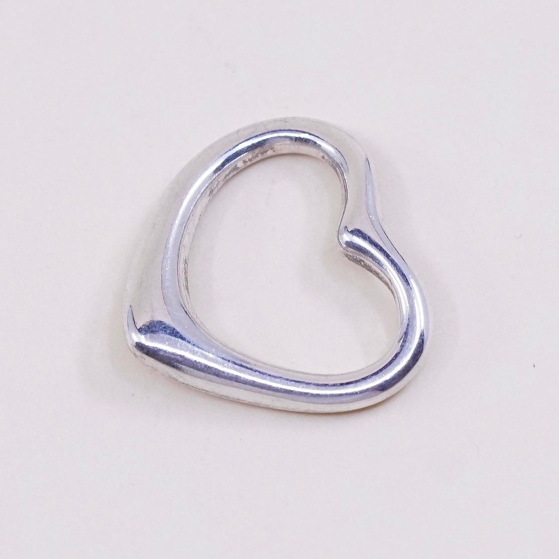 Vintage sterling silver handmade pendant, heart shaped, fine 925 silver heart