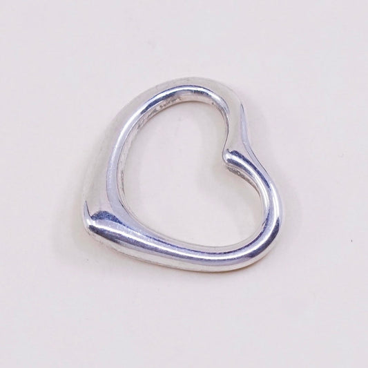 Vintage sterling silver handmade pendant, heart shaped, fine 925 silver heart