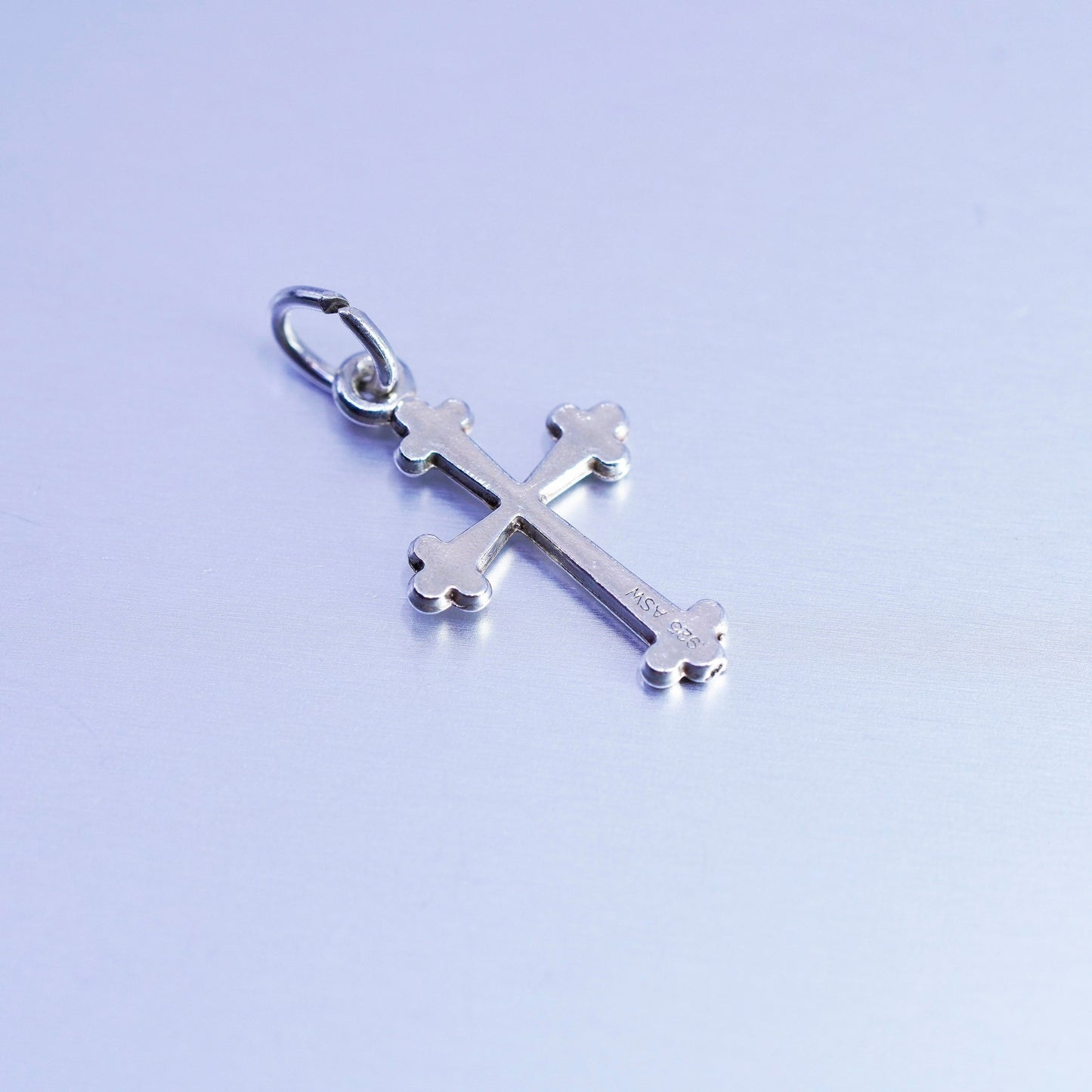 Vintage sterling 925 silver handmade cross charm pendant