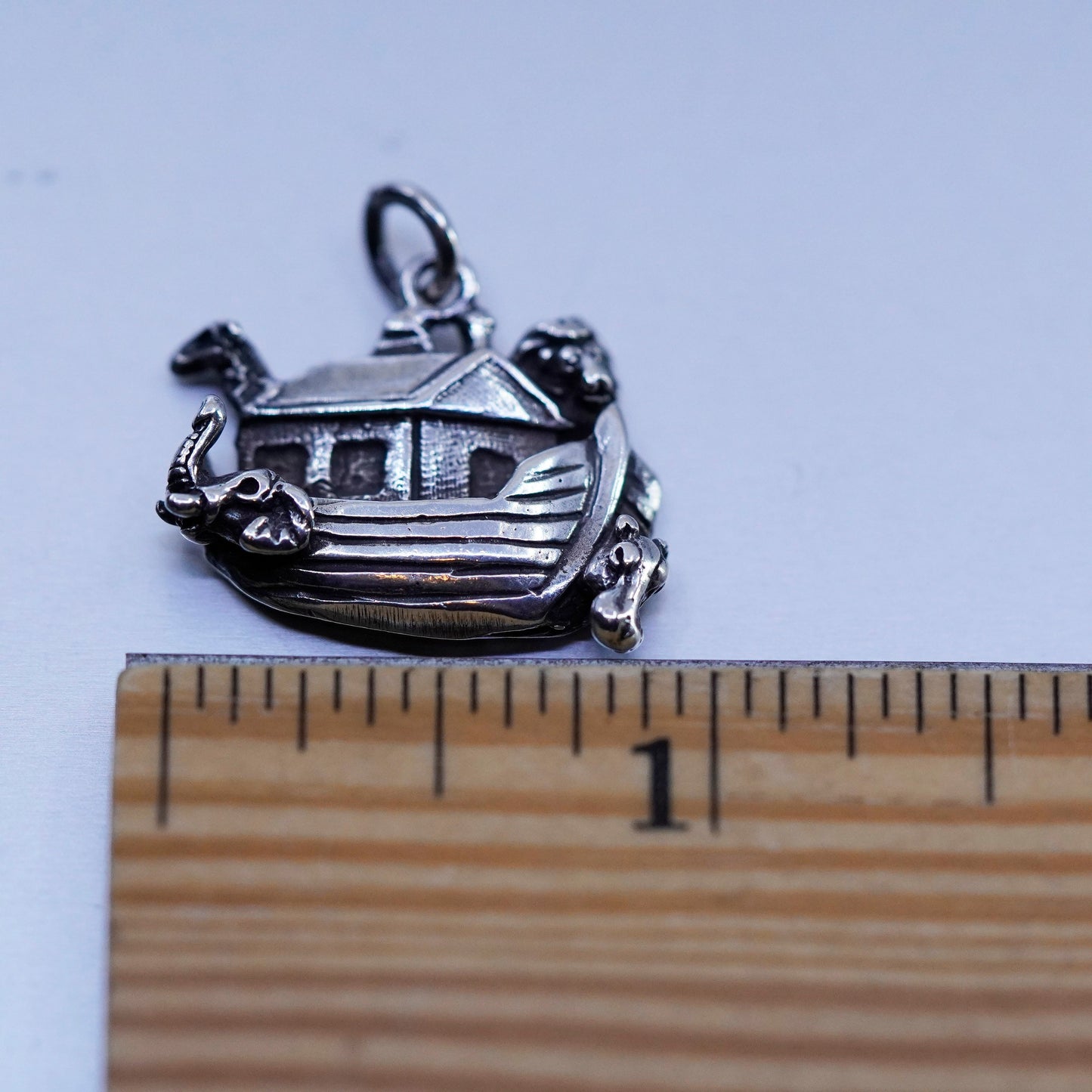 vtg Noah’s ark sterling silver charm 925 elephant giraffe lion rhino pendant