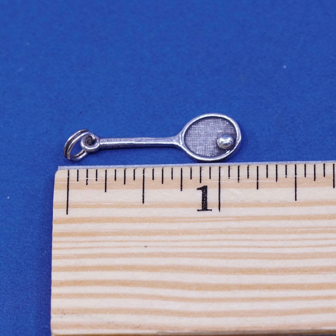 vtg Sterling silver handmade pendant, 925 tennis racket and ball