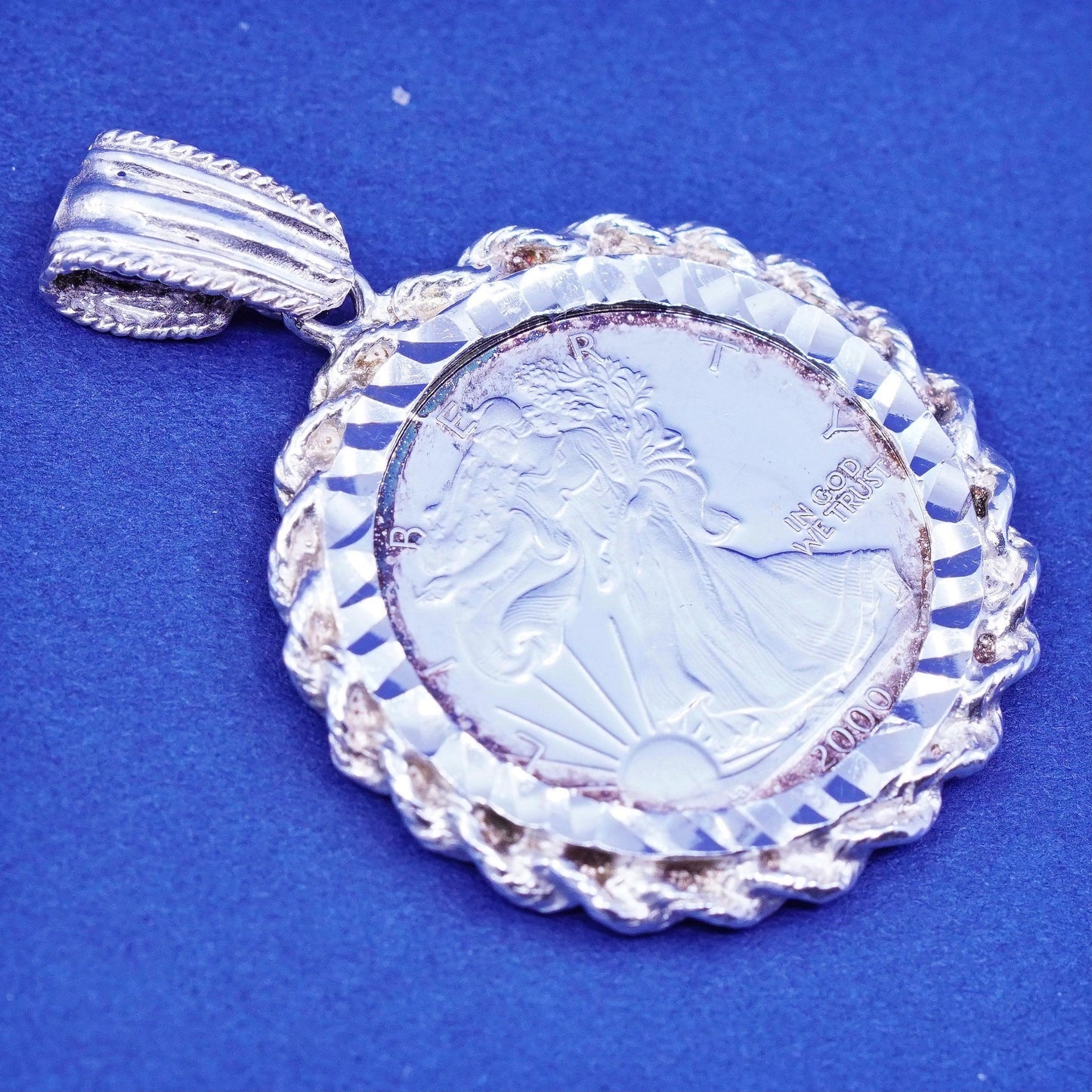 2000 American Eagle US Mint Walking Liberty Coin 999 Sterling silver pendant