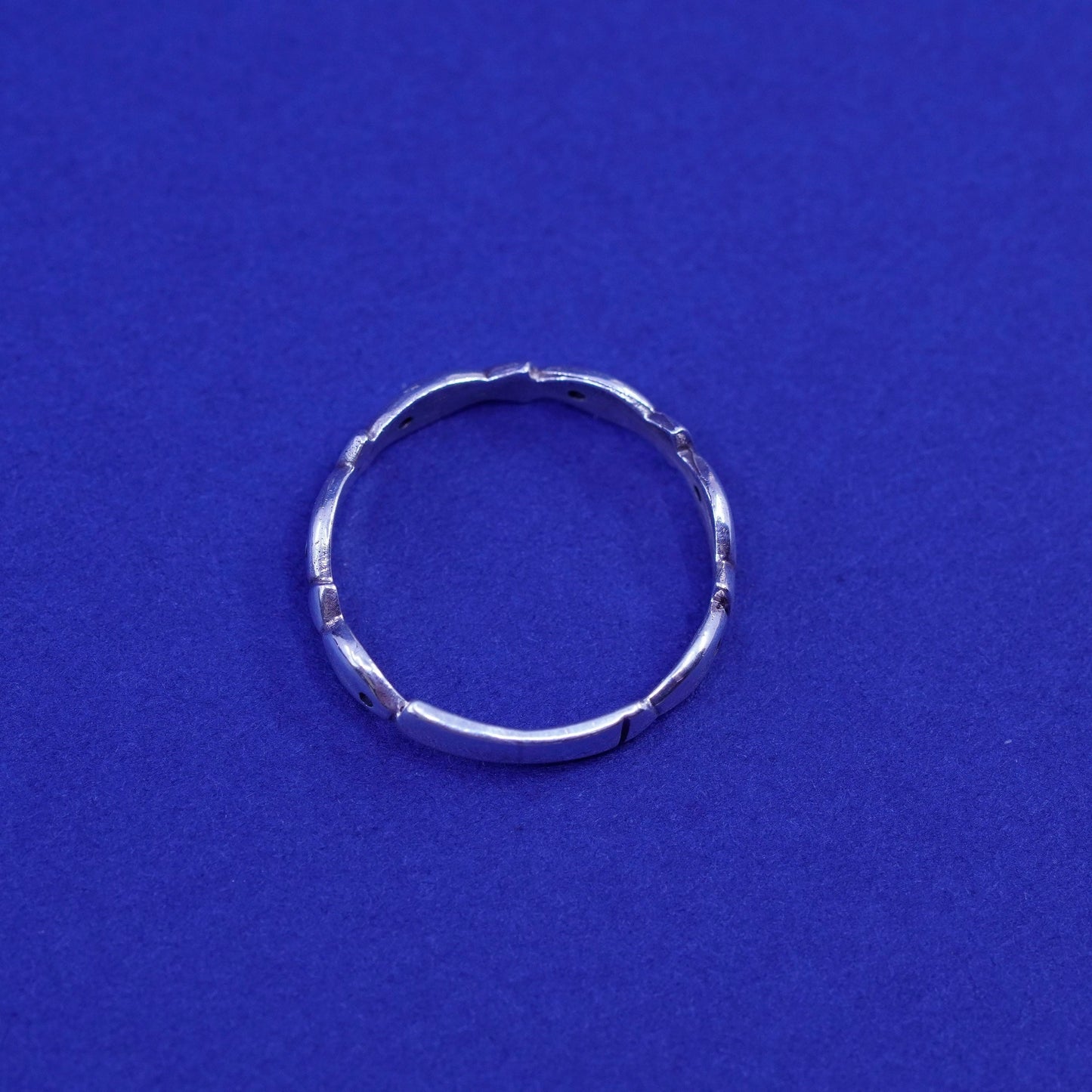 Size 6, vintage Sterling silver handmade ring, 925 prayer fish band