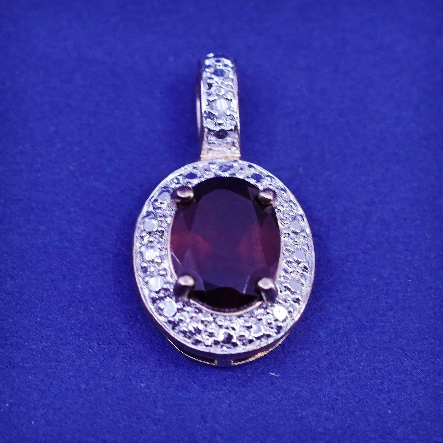 Vintage Vermeil gold over Sterling 925 silver pendant with genuine ruby diamond