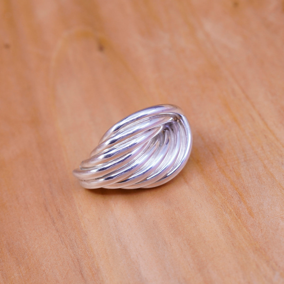 vintage Sterling silver handmade earrings, 925 entwined loop tube studs