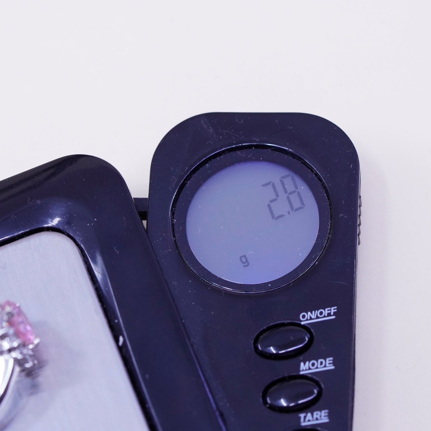 Size 6.25, 2.8g, vintage 12K white gold engagement pink heart ring with Cz