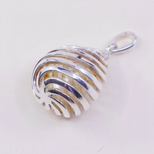 Vtg Modern Simple Sterling Silver handmade Pendant, 925 Swirl Teardrop