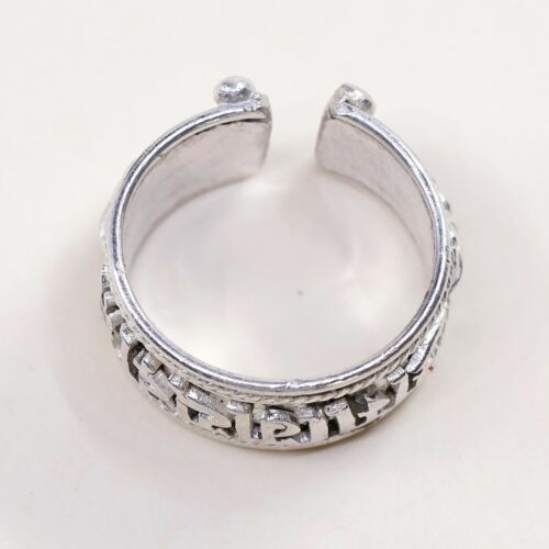 Sz 8, Vtg Sterling Silver handmade Boho Tribal Gypsy Om Ring 925 Prayer Band