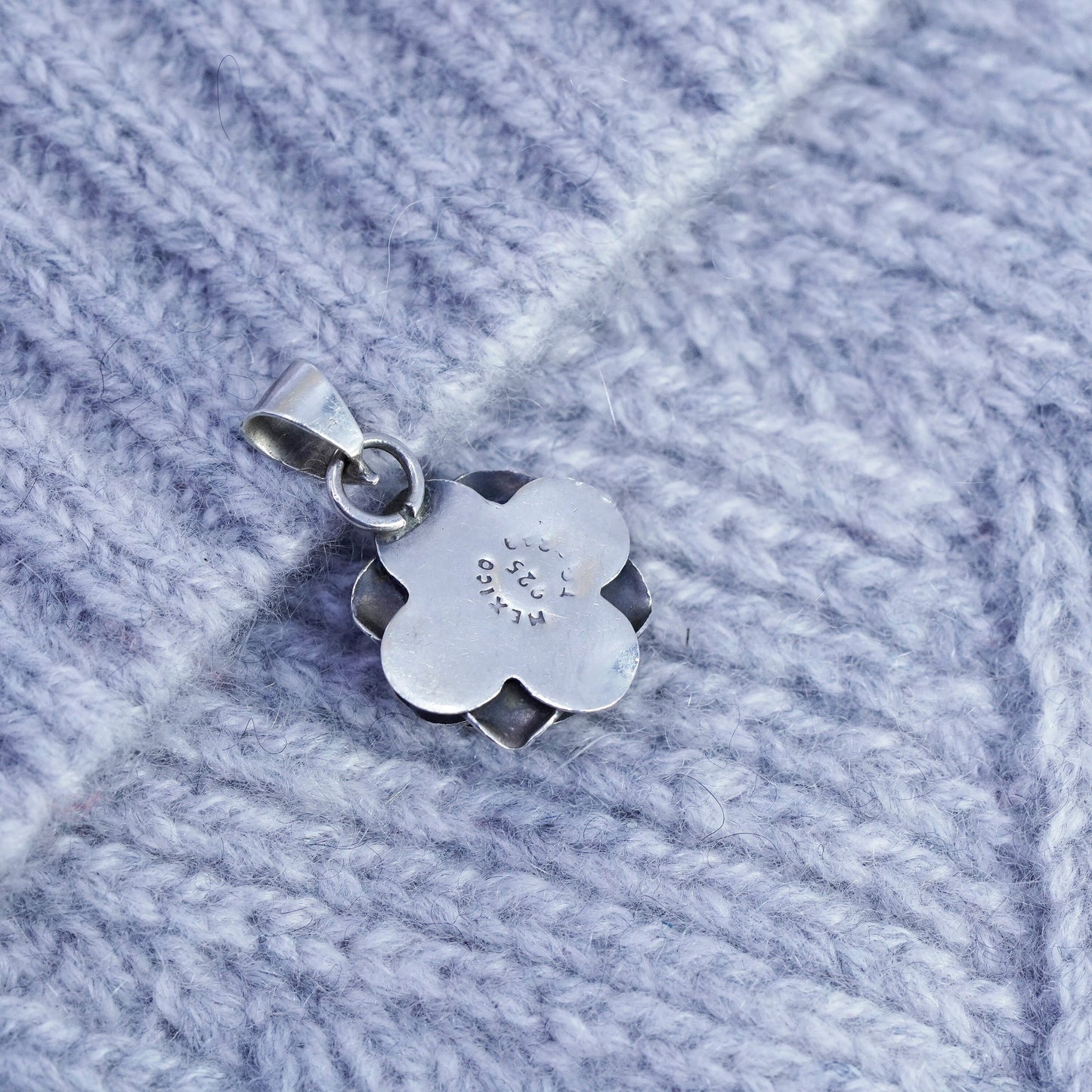 Vintage Mexico sterling 925 silver handmade rose flower pendant