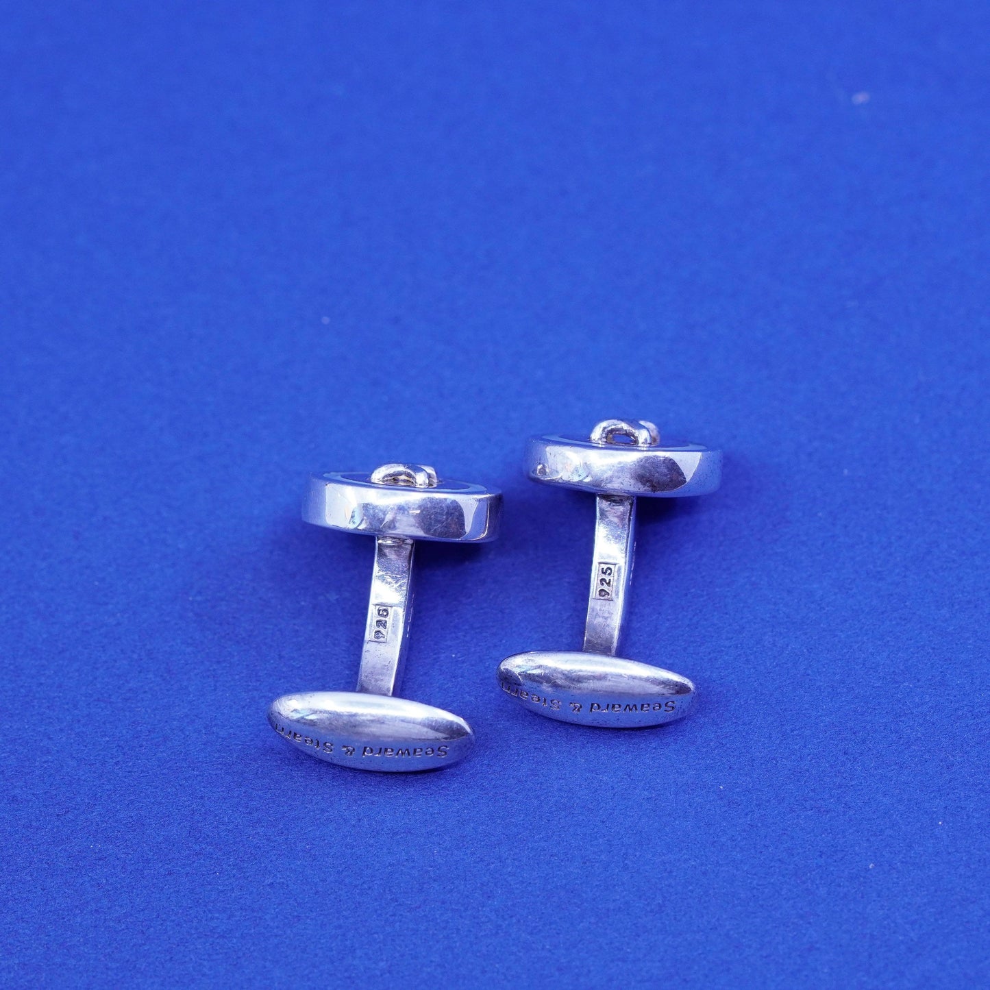 seaward stearn sterling silver Handmade cufflinks, round buttons 925 cuff links