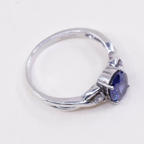 Sz 9, Sterling Silver handmade Ring, Silver Ring W/ amethyst N Cz stamped 925
