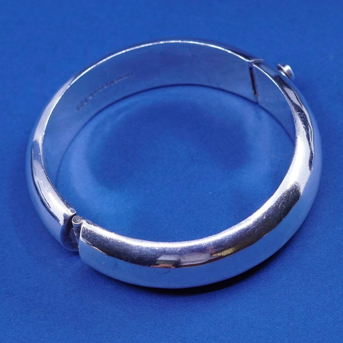 7.25", mexico sterling silver handmade bracelet, wide 925 hinged bangle